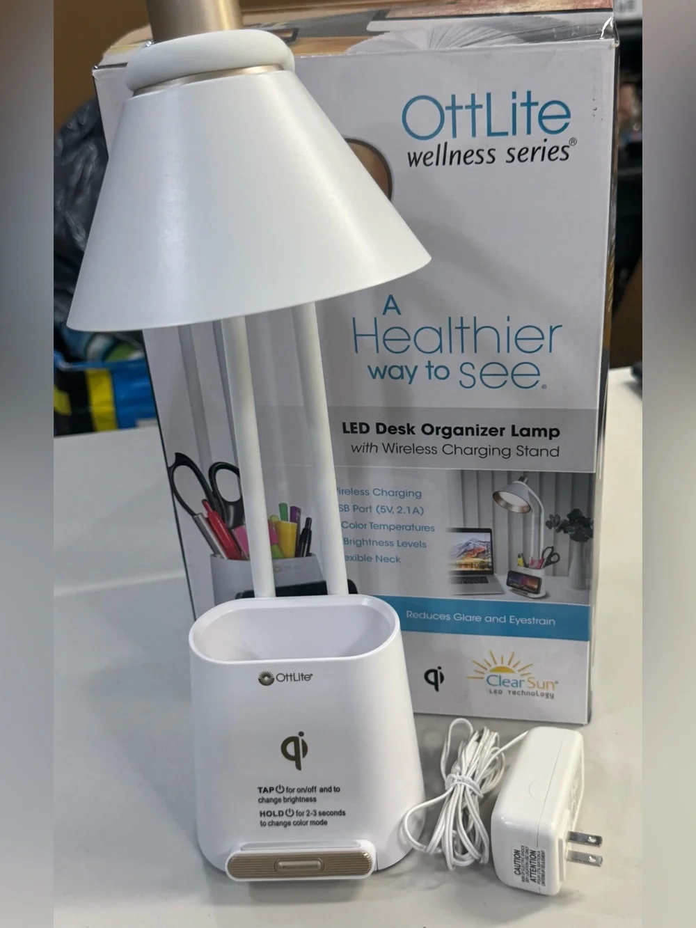 OttLite LED Desk Organizer Lamp 17.25” -Light LED Battery Powered Adjustable